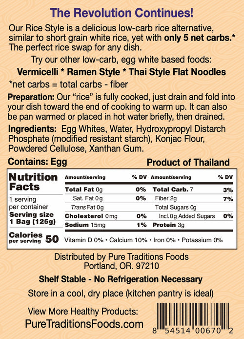 Noodle Revolution Rice Style (6 Pack) ingredients and nutrition facts