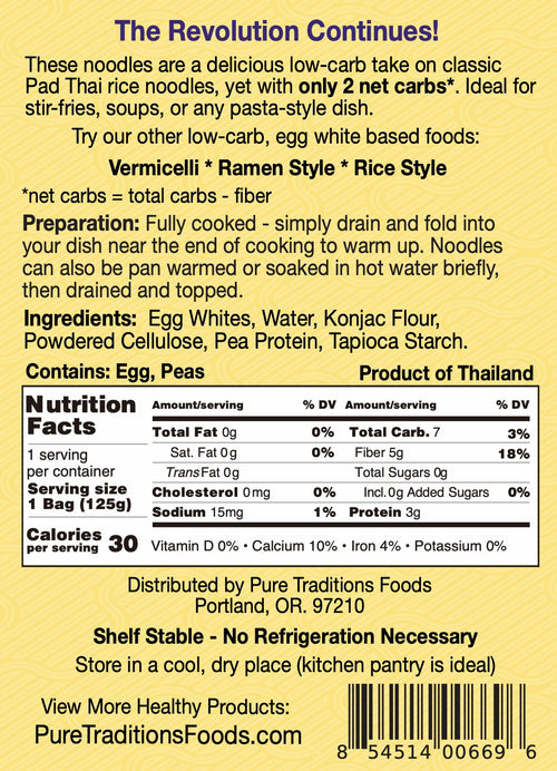 Noodle Revolution Thai Style Flat Noodles (6 Pack) original ingredients and nutrition facts